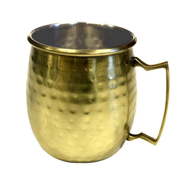 Zuccor Stainless Steel Moscow Mule Mug w/ Hammered Gold Color Nickle