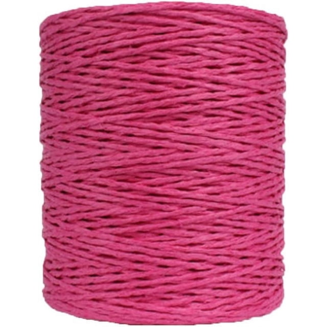 Granjero Gordo Hilo de algodón natural, hilo para sombrero de sol de crochet de color rojo rosa, material de hilo de punto de paja de crochet, 280 metros/306 yardas