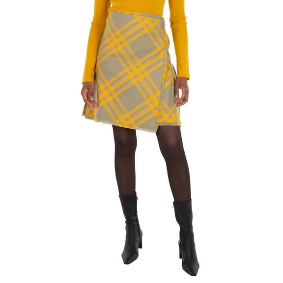 Burberry Check-Pattern Frayed Skirt, Brand Size 12 (US Size 10)