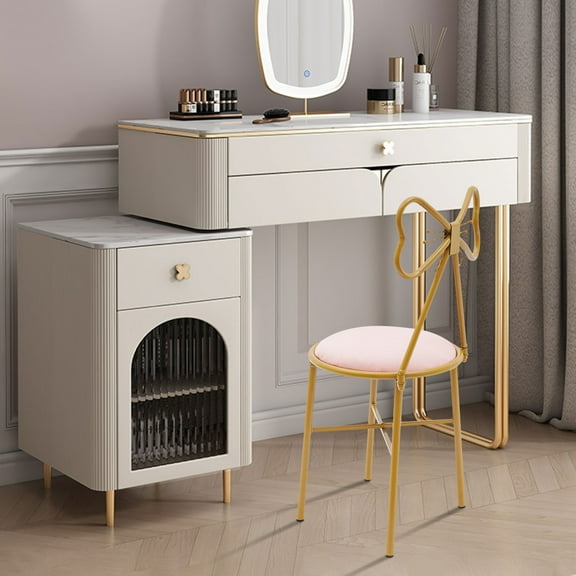220.46 lbs Light Pink Butterfly Backrest Chair, Velvet Makeup Chair, Vanity Chair, Dining Chair