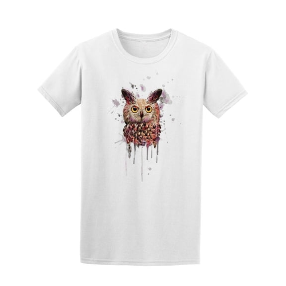 Cute Owl Watercolor Graphic Tee Men's -Image by Shutterstock