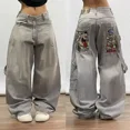 thumbnail image 1 of JNCO-pantalones vaqueros holgados Vintage para hombre y mujer, Pantalón ancho de cintura alta, Harajuku, Hip Hop, bordado con letras, Y2K, 1 of 5