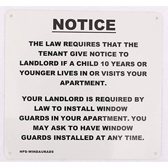 HPD Window Guard sign (Aluminium 8.5 x 9)