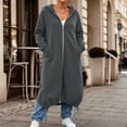 thumbnail image 6 of Kelon Women's Longline Zip Up Hoodie Sweatshirts, Oversized Fleece Cardigan Jacket, Casual Drawstring Hem Coat Tops, Comfy Soft Warm Outfits for Fall Winter, Daily, Travel & Lounge, L, 6 of 8