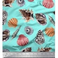 thumbnail image 1 of Soimoi Satin Silk Fabric Colorful Shells Ocean Print Sewing Fabric Yard 42 Inch Wide, 1 of 3