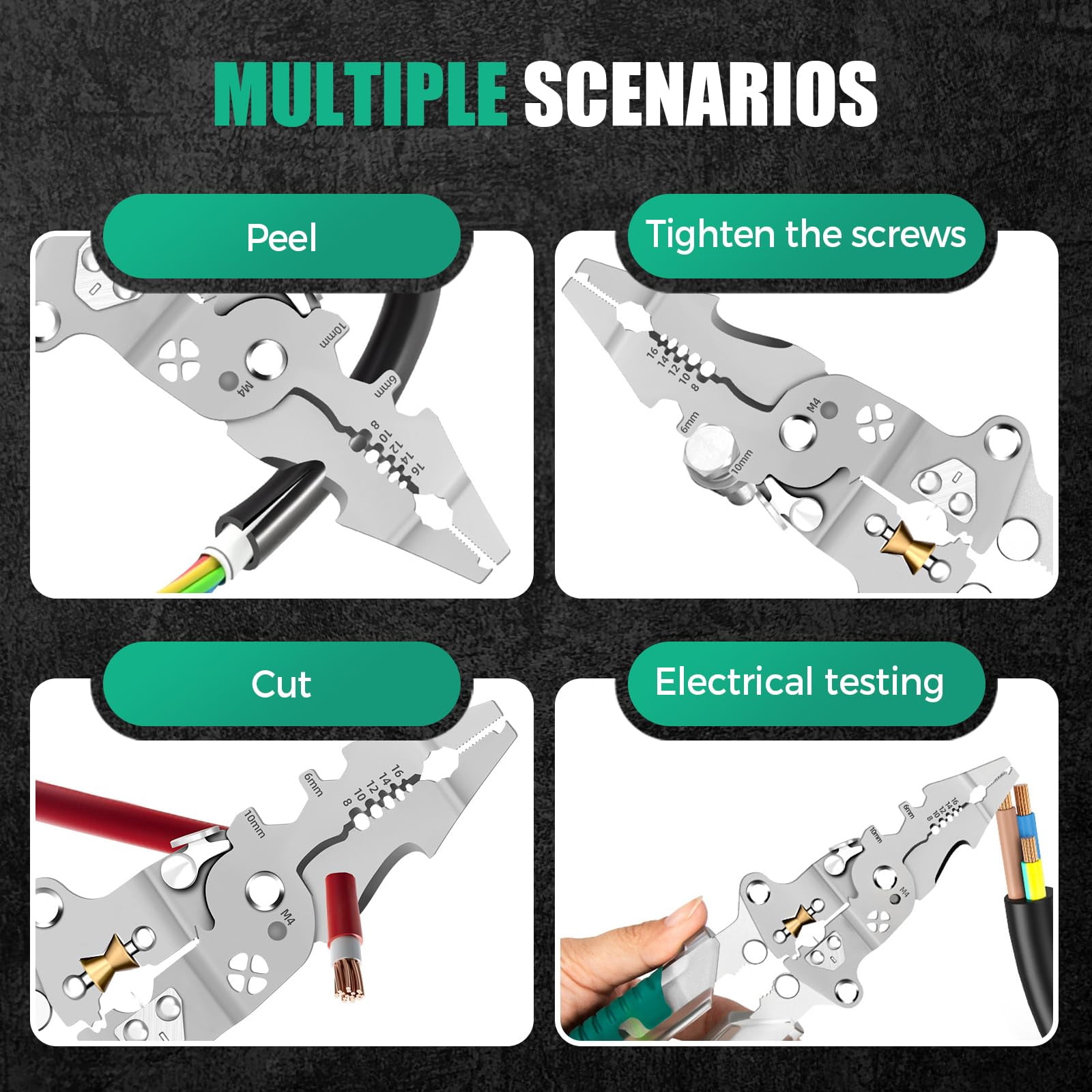 23-in-1 Foldable Electrical Pliers with Wire Stripper & Voltage Tester, Multifunction Wire Cutters for HVAC and Car Repair