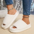 thumbnail image 2 of House Slippers for Woman Flat Heel Open Toe Casual Home Indoor Outdoor Slides Slippers Winter Fleece-Lined Shoes for Women White 8.5, 2 of 10