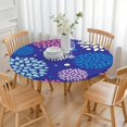 thumbnail image 3 of Boho Floral Elasticized Tablecloth for Round Tables, Fitted Design 52-56 Inch Diameter, Vibrant Table Cover for Dining, 3 of 7