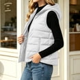 thumbnail image 6 of Guieoi Winter Jacket for Women Striped Checkered Hooded Vest with Zipper Lining and Pockets Coats White L, 6 of 7