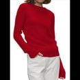 thumbnail image 3 of Suéter Básico de Cuello Redondo para Mujer, Jersey de Larga y Cuello Redondo. Rojo L, 3 of 9