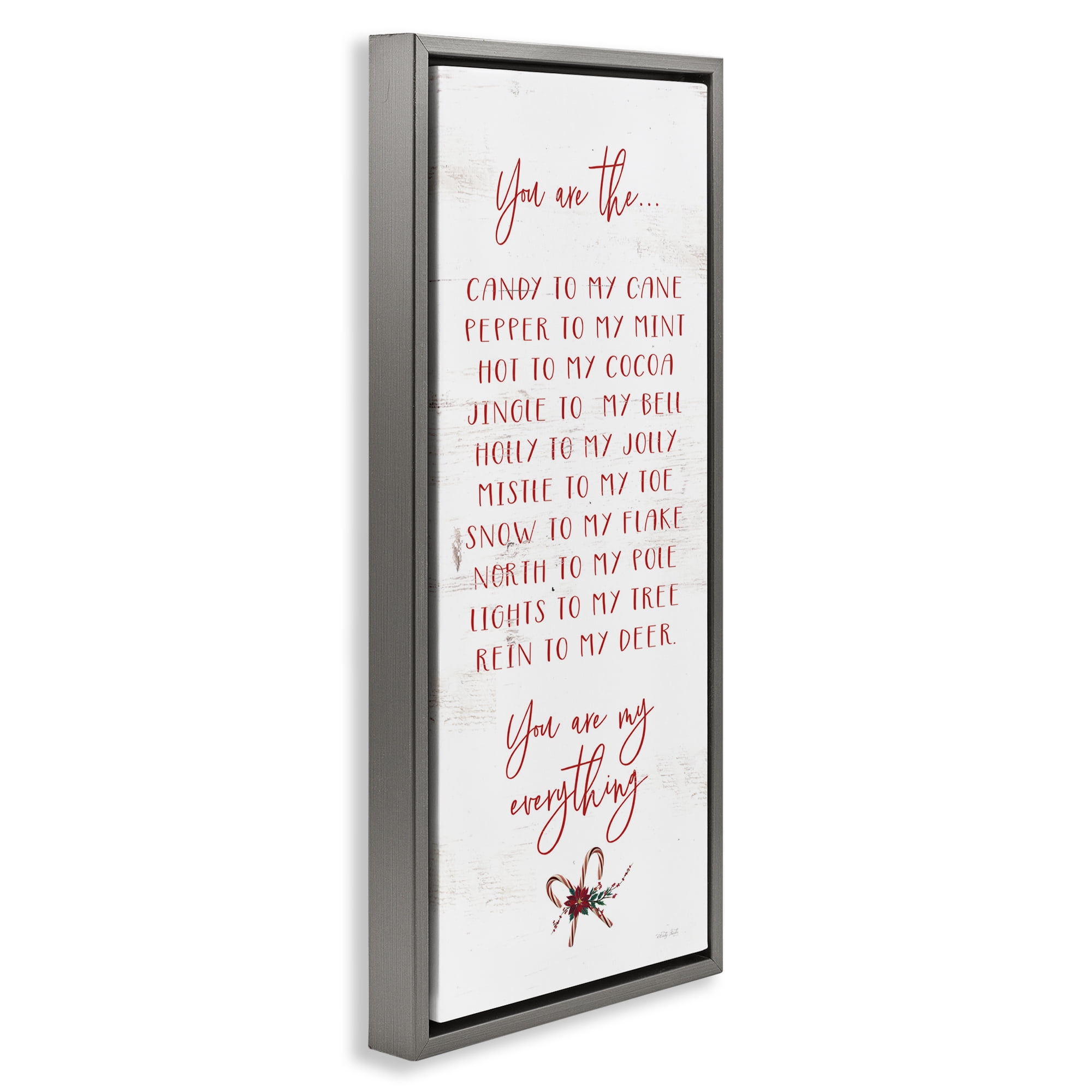 My Everything Holiday Romance Gray Framed Floater Canvas Wall Art, design by Cindy Jacobs