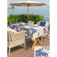 thumbnail image 4 of Outdoor Tablecloth with Umbrella Hole and Zipper, Independence Day Rectangle Table Cloth 60x120 Inch Waterproof Tablecloth, Farmhouse American Flag Truck Star Burlap Picnic Table Cover for Patio, 4 of 7