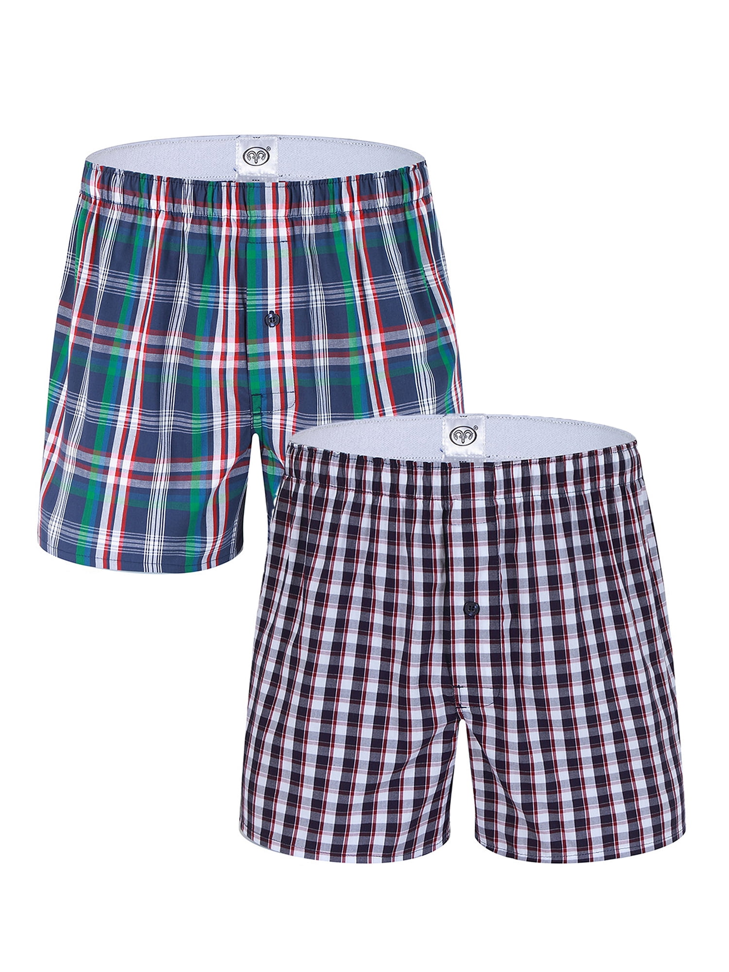 Niuer Mens Pack Pajama Shorts Tartan Sleep Short Sleep Bottoms Plaid