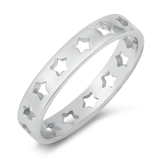 Simple Cutout Star Ring .925 Sterling Silver Band Jewelry Female Male Unisex Size 10
