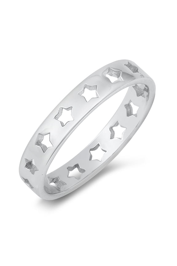 Simple Cutout Star Ring .925 Sterling Silver Band Jewelry Female Male Unisex Size 5