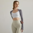 thumbnail image 3 of SWSMCLT Women's Cropped Shrug Bolero Tops Workout Long Sleeve Sun Protection Lightweight Bolero Grey 14, 3 of 4