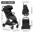 thumbnail image 3 of Gravity Folding Baby Stroller - Portable Toddler Stroller w/ Adjustable Backrest & Canopy, Lightweight and UV Protected Travel Stroller, One-Hand Automatic Folding - Black, 3 of 10
