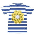thumbnail image 6 of Girls Casual Shorts Set 2 Piece Summer Outfits Floral Strip Short Sleeve Shirt Shorts Casual Athletic Cute Clothes, Blue, 8-9 Years, 6 of 7