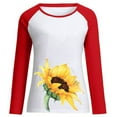 thumbnail image 4 of Pompotops Mode Femme Printemps Automne Patchwork Imprimé Manches Longues Col Rond T-Shirt Décontracté, 4 of 6