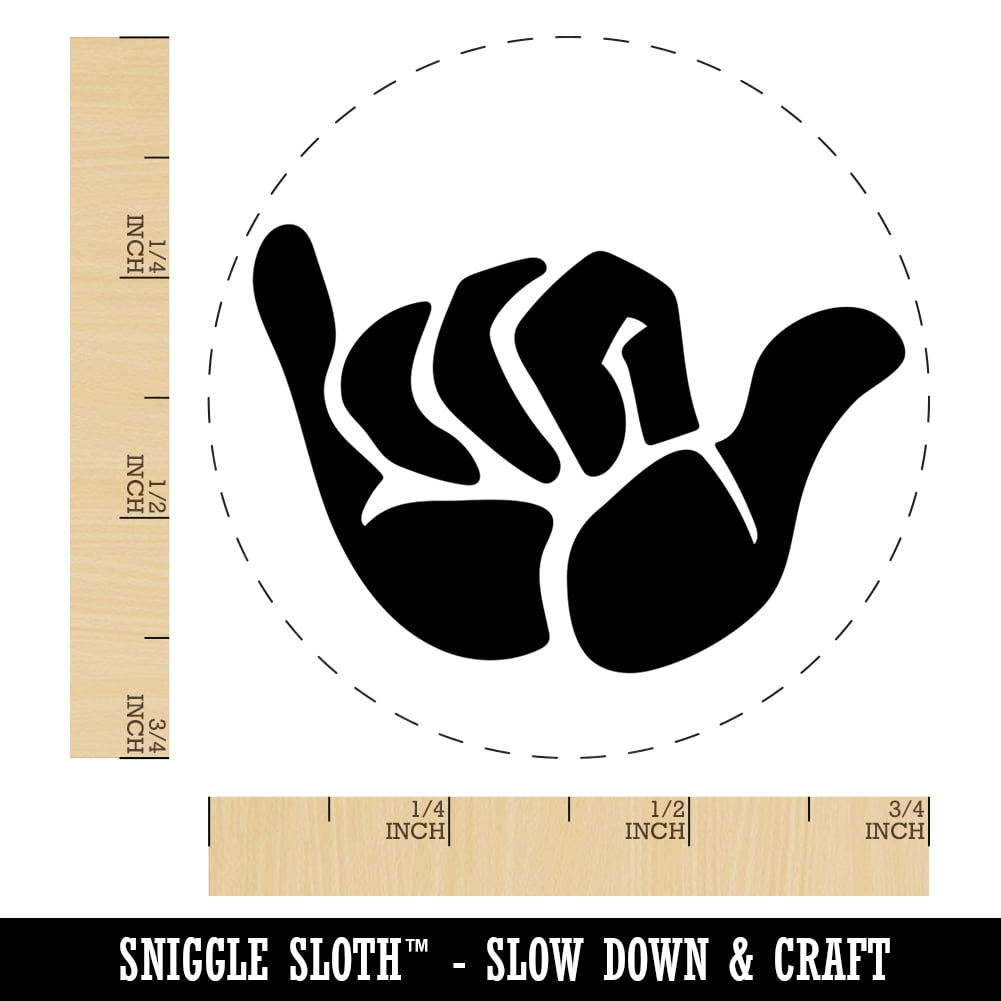 Shaka Hang Loose Surfer Sign Self-Inking Rubber Stamp Ink Stamper - Fuchsia Ink - Small 3/4 Inch