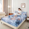 thumbnail image 3 of spefrowx 3D Sculpted Starfish King Sheets for Teens, Blush Jellyfish Coral Reef Bedding, 4pcs, 1 Flat Sheet, 1 Fitted Sheet and 2 Pillowcases, 3 of 5