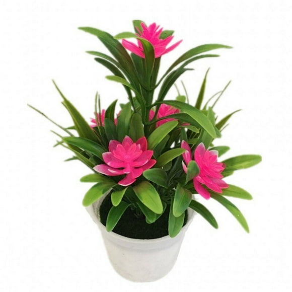 Flores de loto pequeñas de simulación, flores artificiales decorativas de escritorio, bonsái pequeño en maceta, decoración creativa de jardín DIY