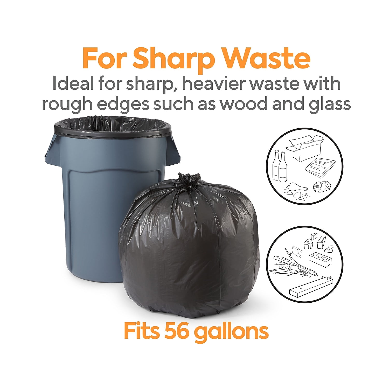 Staples Coastwide Professional 50-56 Gallon Trash Bag 43" x 48" Low Density 0.95 mil Black 100