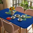 thumbnail image 3 of Navy Blue Christmas Table Cloths for 5 Foot Rectangle Tables, Xmas Tree Ball Winter Modern Art Patio Waterproof Elastic Fitted Tablecloths, Washable Rectangular Table Cover for Camping, 3 of 8
