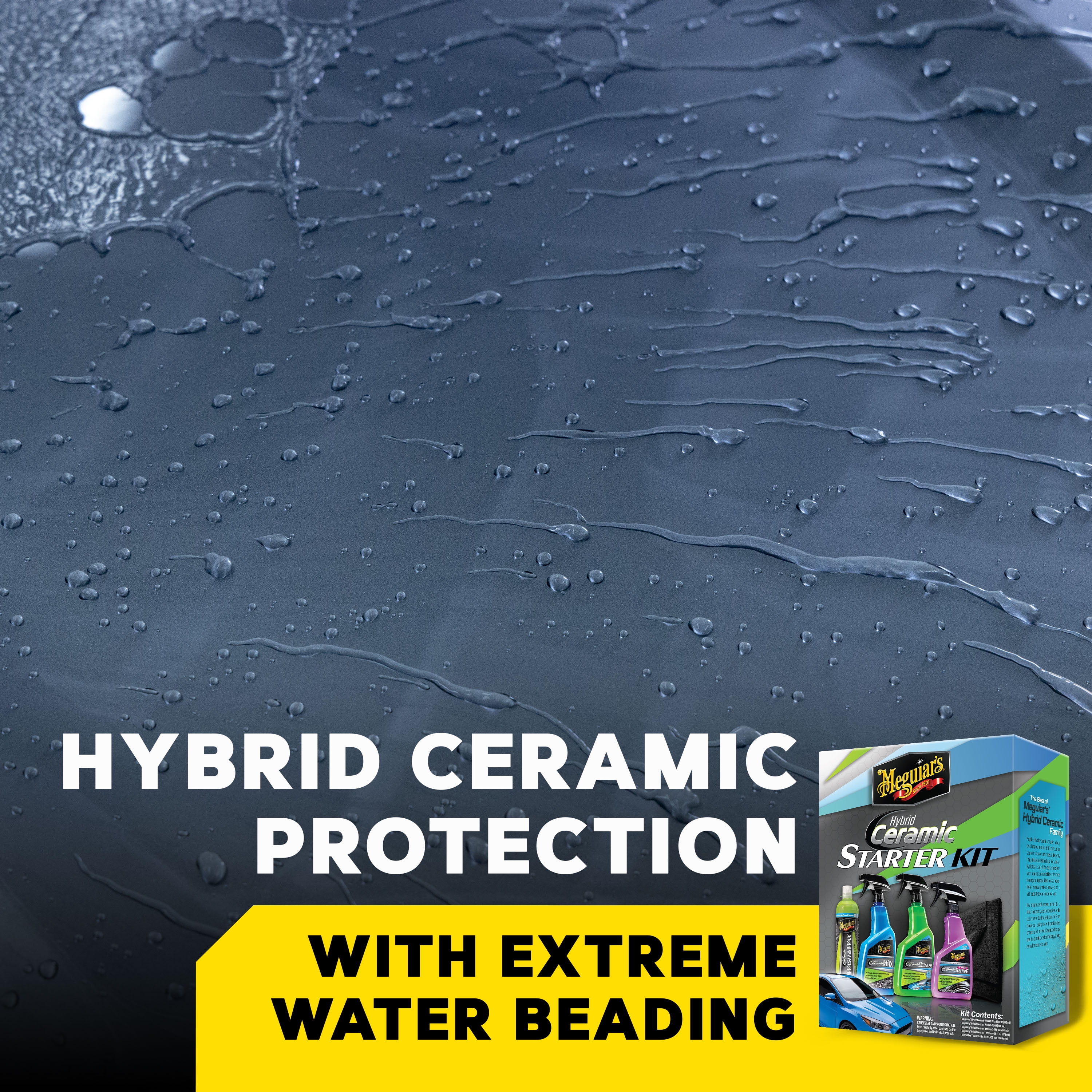 Meguiar’s Hybrid Ceramic Starter Kit, Includes Car Wash, Wax, Detailer, & Tire Shine