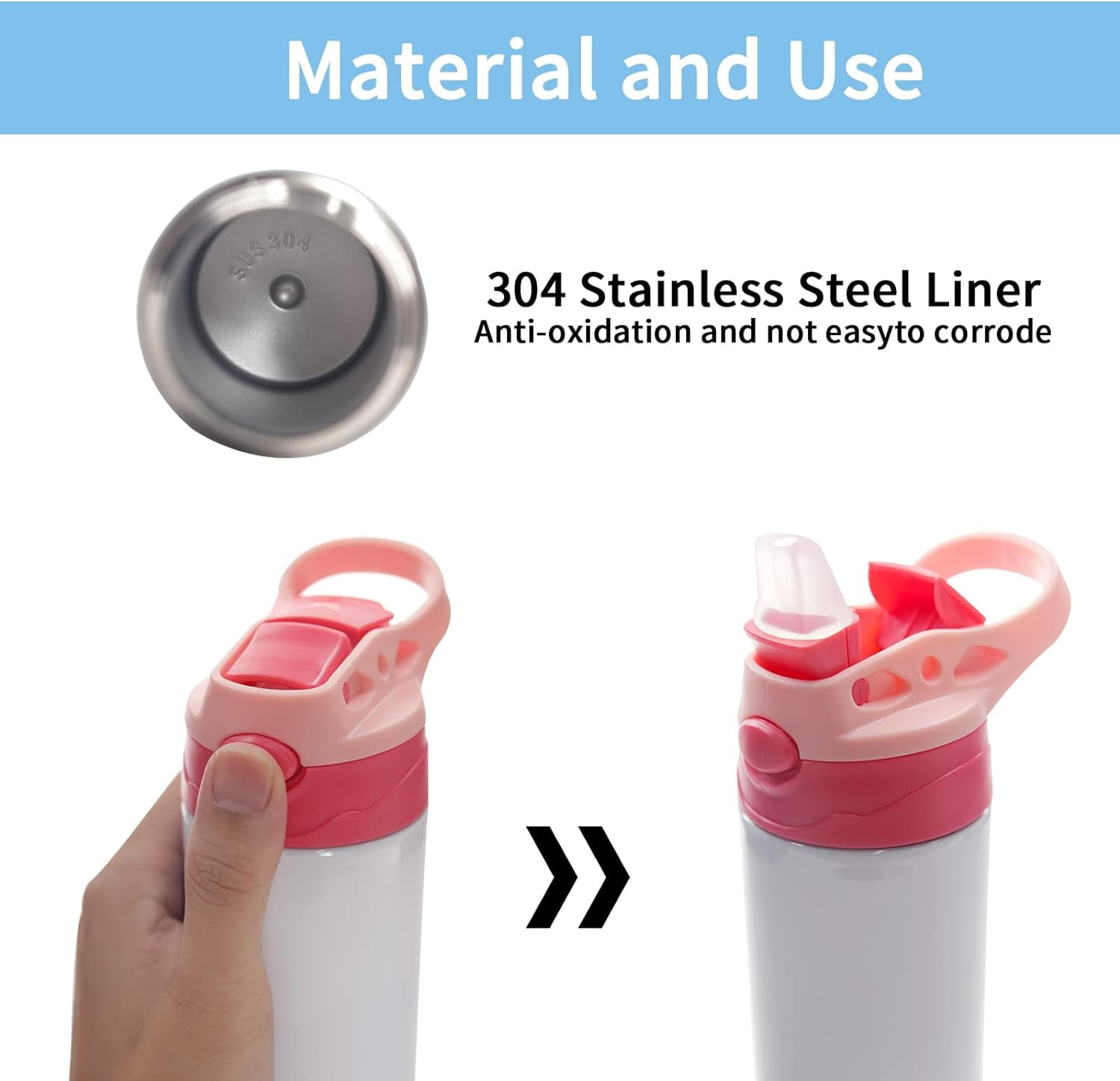 AGH 30 Pack 12 OZ Kids sublimation tumbler Blank with One-Click Pop Up Straw Lid, Sublimation Sippy Cup Kids,Skinny Straight Stainless Steel Sublimation Sports Sippy Cup for Milk, Soda, Juice