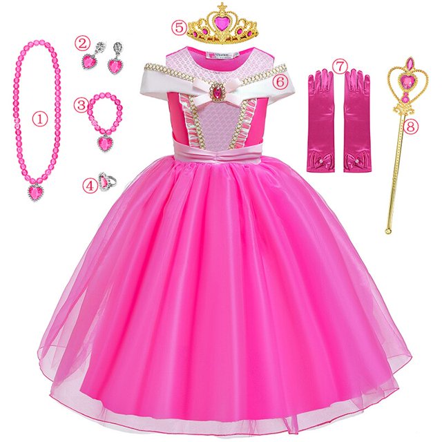 Disney-disfraz de princesa Aurora Belle para niños, disfraz de lujo, ropa de Halloween y Navidad Fivean unisex