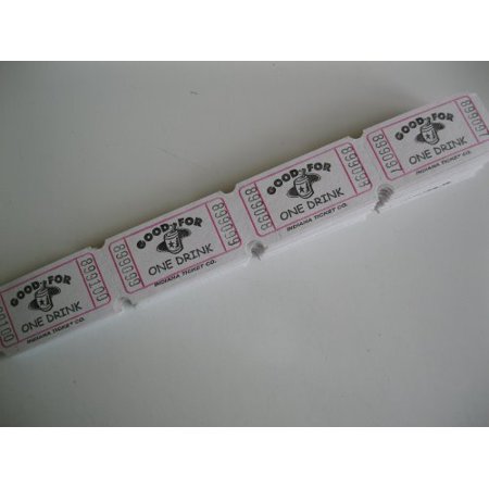 500 white good for one drink consecutively numbered raffle tickets