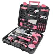 Apollo Tools USB-charged 135 Piece Pink Household Tool Set with Pivoting Dual-Angle 3.6 Volt Lithium-Ion Cordless Screwdriver in Hard Case - DT0774P