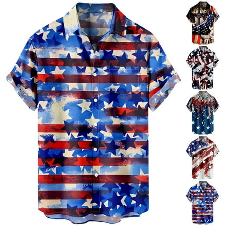 

Mens Short Sleeves Beach Casual Hawaiian Shirt Regular-Fit Blouses Tops