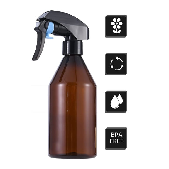 2 Pack 10oz/300ml Amber Spray Bottles Refillable Fine Mist Trigger Sprayer Bottles Leak-Proof Atomizer for Cleaning Gardening Beauty Aromatherapy & Home Use Brown