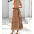 thumbnail image 4 of Women Summer Dresses Casual Sleeveless Crewneck A-Line Boho Lace Eyelet Cotton Tank Maxi Dress with Pockets, 4 of 6