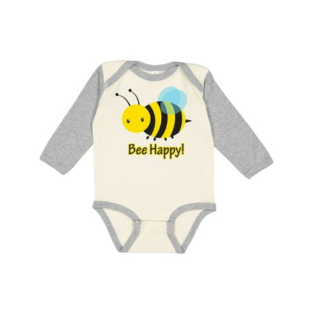 

Inktastic Bee Happy! Gift Baby Boy or Baby Girl Long Sleeve Bodysuit