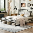 thumbnail image 4 of HOOBRO Bed Frame, Full Size Bed Frame, Heavy Duty Metal Bed Frame, with Upholstered Headboard, Soundless, No Box Springs Needed, Black BB65BF01, 4 of 9