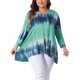 thumbnail image 1 of GRACE & GRANDEUR V Neck Tops de Talla Grande para Mujeres con Manga 3/4 y Ajuste Suelto, Blusa Casual, Camiseta Tie Dye, Camisetas de Moda, 1 of 1