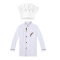 thumbnail image 1 of koolsoo Uniforme Veste à Manches Longues Uniforme de Cuisine +Chef Chapeau, 1 of 9