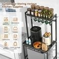 thumbnail image 3 of Mini Fridge Stand with Storage, 2-Tier Kitchen Microwave Stand with Storage Mini Fridge Shelf Height Adjustable Bakers Rack with 8 Hooks for Dorm, Living Room, Offices, Black, 3 of 6