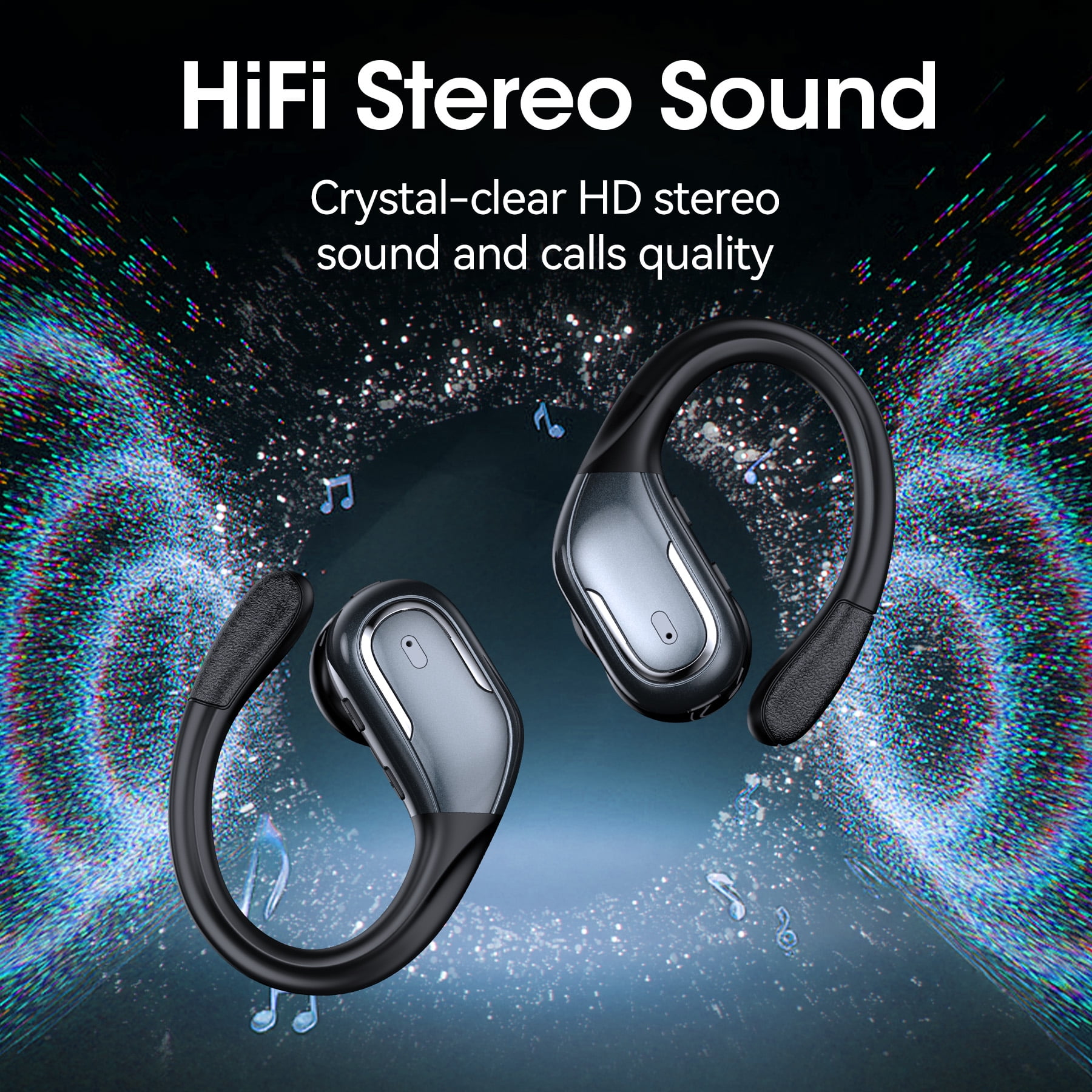 VEATOOL Wireless Earbuds, 75Hrs Playtime Bluetooth 5.4, IPX7 Waterproof, ENC Noise Cancelling Mics, Deep Bass Earhooks Sport Headphones Android iOS