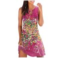 thumbnail image 2 of ICHUANYI Clearance Women's Fashion Sexy Vintage Round Neck Sleeveless Printed Round Dresses(Hot Pink, XL) ICHUANYI WER2023081011062, 2 of 5