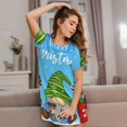 thumbnail image 3 of Fotbe Merry Christmas Gnome Bata de Dormir para Mujer con Estampado, Camisón de Algodón de Manga Corta, Ropa de Dormir Casual, 3 of 6