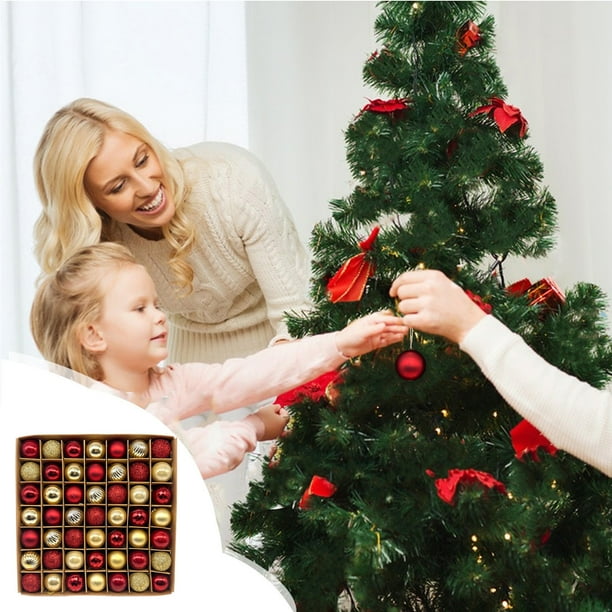 Xihbxyly Adornos para Árbol de Navidad, 49 Bolas de Plástico Rojas, Acabado Galvanizado y Pintado con Aerosol, Ligeros y Duraderos, para Uso En Interiores y Exteriores, Tamaño de 3 Cm.