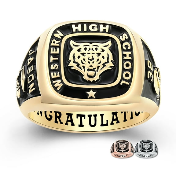 Mementos PJM Personalized Men's Class Rings Sterling Silver for High School College-Signet-Gold