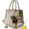 thumbnail image 2 of CoCopeaunt Women Pompom Beach Straw Tote Bags Hand-Woven Summer Top-handle Handbag, 2 of 5