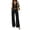 Black, variant on Women's 2 Piece Sets Sleeveless Open Back Halter Tops & Wide Leg Pants Y2K Summer Fashion Going Out Outfits Black M