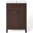 thumbnail image 4 of Modway Nantucket 24" Modern Wooden Bathroom Vanity in Walnut and White, 4 of 10