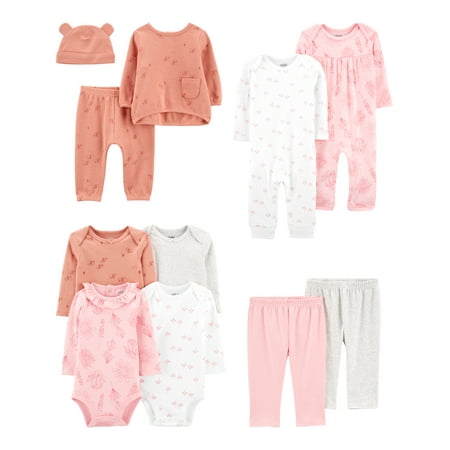 

Carter s Child of Mine Baby Girl Bodysuits Pants Coveralls and Take Me Home Outfit Set 11 Piece Set Newborn-24M